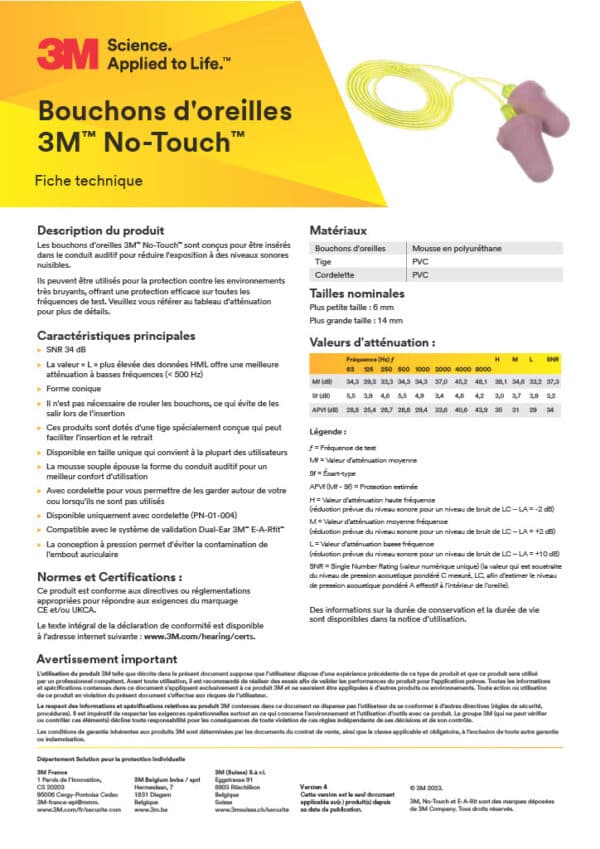 Bouchons d'oreilless avec Cordon - 3M ™ no-touch™ – Image 2