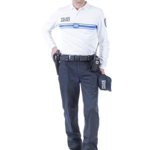 Polo blanc Police Municipale manches longues maille DSW
