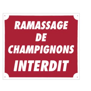 Panneau ''Ramassage de champignons interdit'' 30 x 25 cm