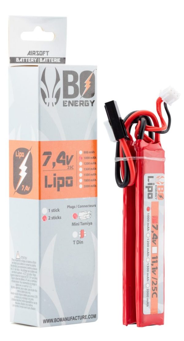 2 sticks batterie Lipo 2S 7.4V 1000mAh 25C – Image 2