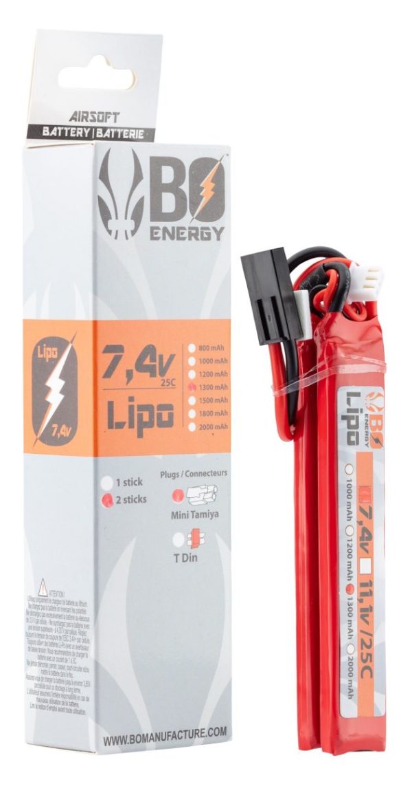 2 sticks batterie Lipo 2S 7.4V 1300mAh 25C – Image 2