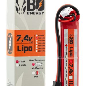 1 stick batterie Lipo 2S 7.4V 1000mAh 25C