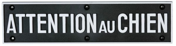 Attention au chien dim 24 x 6 cm Noir