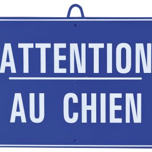 Attention au chien dim 28 x 20 cm, Bleu