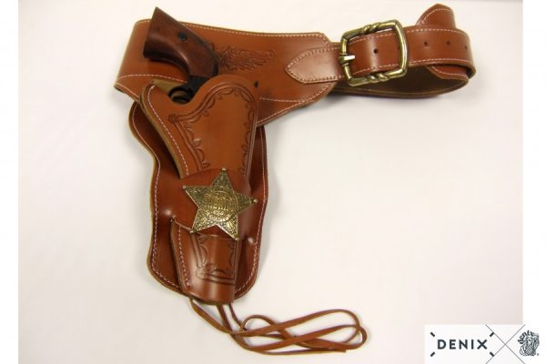 Ceinturon avec un holster sherif pour revolver Western – Image 3