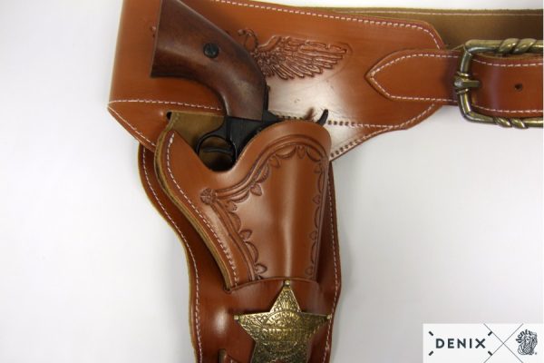 Ceinturon avec un holster sherif pour revolver Western – Image 5