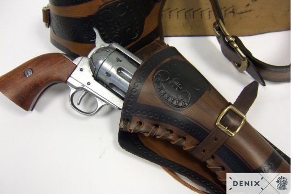 Ceinturon brun pour 1 ou 2 revolvers Western – Image 3
