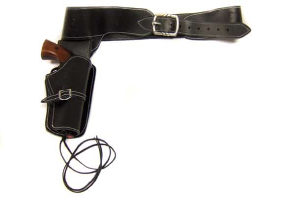 Ceinturon noir avec un holster pour revolver Western – Image 2