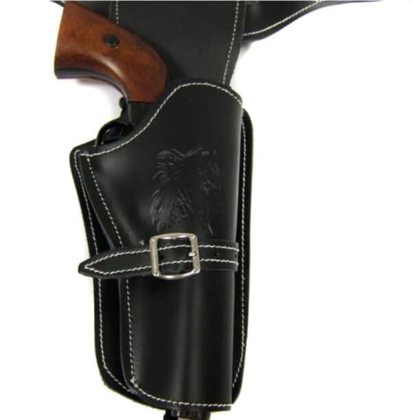 Ceinturon noir avec un holster pour revolver Western – Image 4