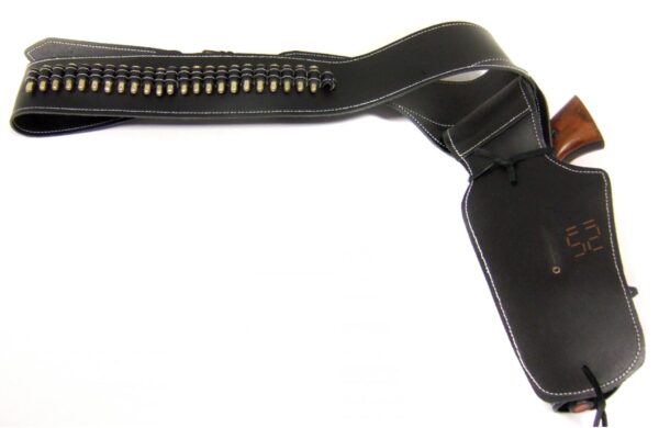 Ceinturon noir avec un holster pour revolver Western – Image 5
