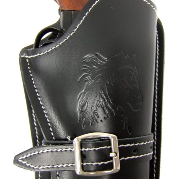 Ceinturon noir avec un holster pour revolver Western – Image 6
