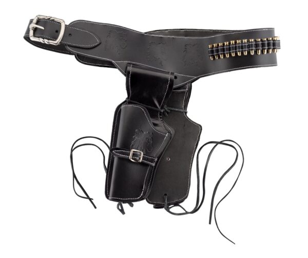 Ceinturon noir pour 1 ou 2 revolvers Western – Image 9