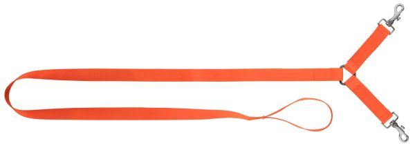 Laisse 1,30 m sangle nylon 2 chiens orange fluo - Country – Image 2