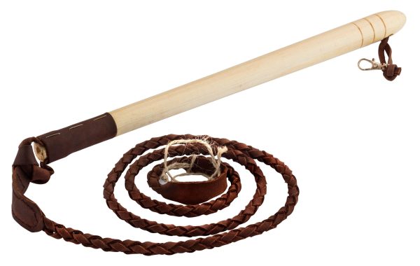 Fouet de chasse vénerie manche bois, flotte cuir - Country – Image 2