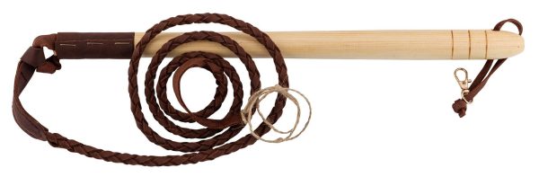 Fouet de chasse vénerie manche bois, flotte cuir - Country – Image 4