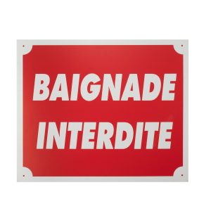 Panneau baignade interdite dim 25 x 30 cm alu