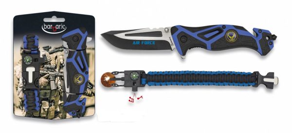 COUTEAU KIT PLIANT FOS AIR FORCE + PARACORDE