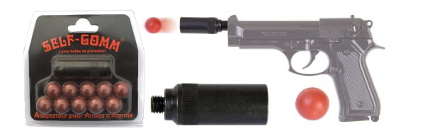 Adaptateur pour armes d'alarme + 10 projectiles Self Gomm calibre 18 mm – Image 5