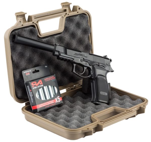 Pack airsoft Bersa Thunder 9 CO2 + mallette + 5 cartouches de CO2 + silencieux – Image 2