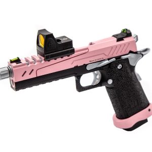 Réplique GBB gaz Hi-Capa 5.1 SPLIT Pink / Noir / Chrome 1,0J + point rouge BDS