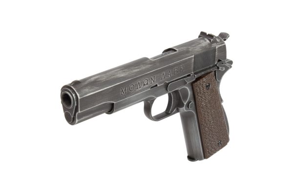 Réplique airsoft 1911 Molon Labe Grip marron gaz GBB – Image 4