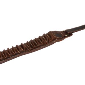 Cartouchère en croute de cuir grasse Januel - finition vieillie - calibre 28