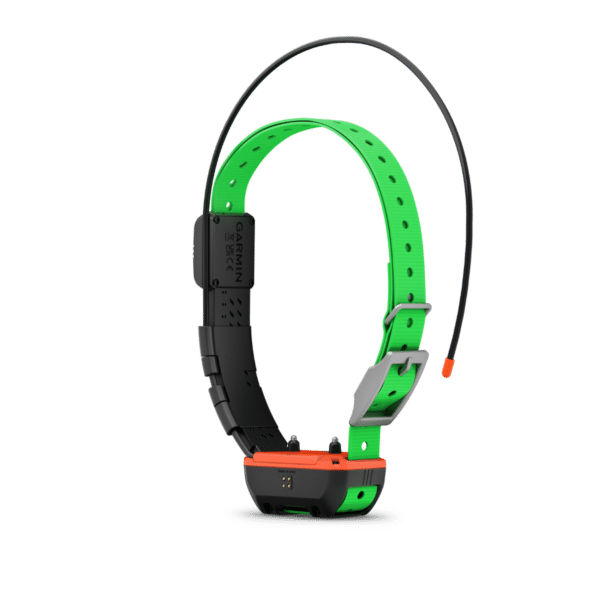 alt="Vue arrière du collier de localisation Garmin Alpha TT 25F avec détail des contacts de chargement"