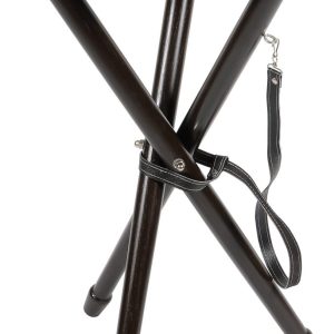 Trepied bois assise cuir et toile Camo 65cm