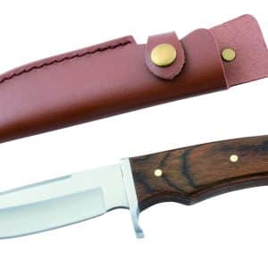 Couteau chasse manche bois lame de 12cm sous blister