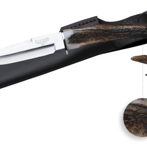Couteau de chasse à manche en bois de cerf et lame de 14 cm