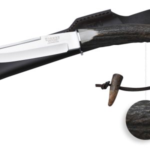 Couteau de chasse à manche en bois de cerf et lame de 16 cm