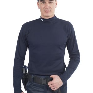 Sous-pull coton/élasthane bleu marine broderie PM