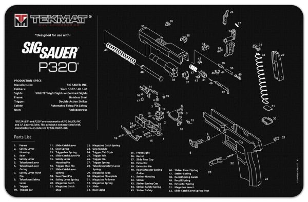 Tapis de démontage Tekmat pour pistolet P320