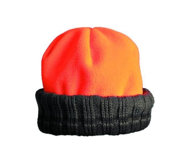 BONNET POLAIRE REVERSIBLE VERT/ORANGE FLUO – Image 3