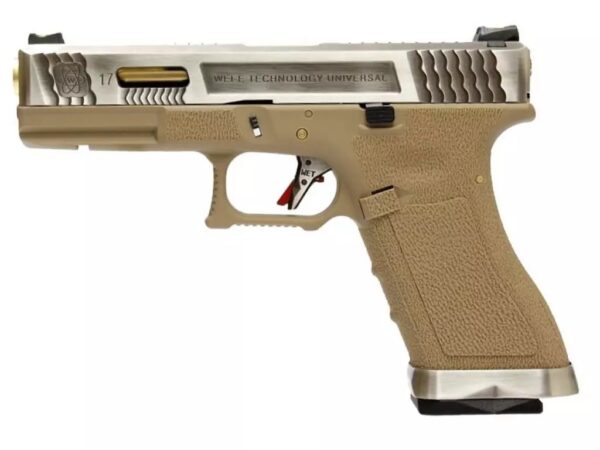 PISTOLET 6MM GAZ T4 SV SLIDE GD BARREL TAN FRAME – Image 2