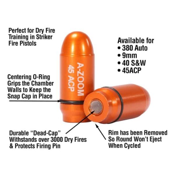 DOUILLES AMORTISSEUR ORANGES 45ACP X2 – Image 2